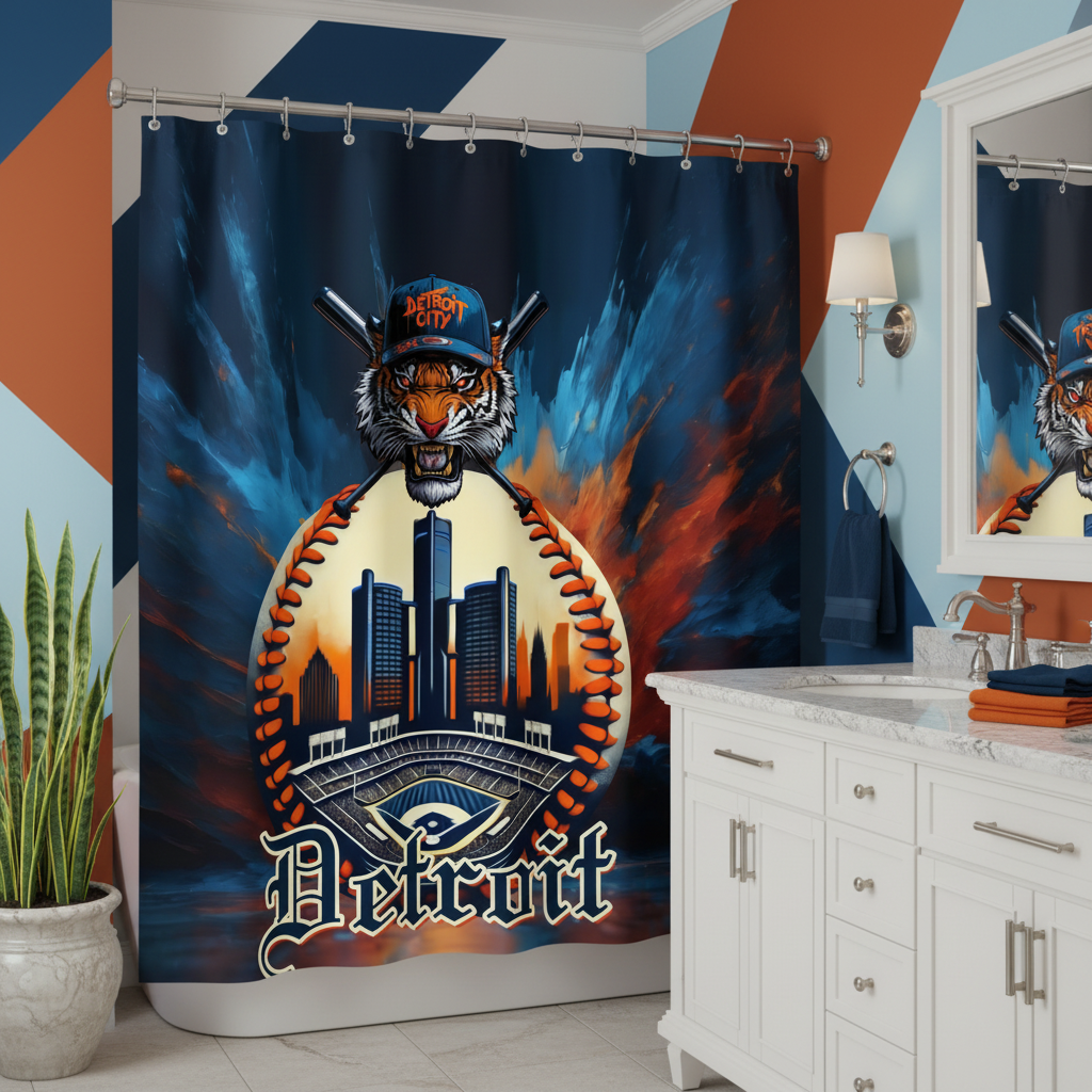 Copycat-Creations Detroit Baseball Shower Curtain