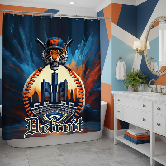 Copycat-Creations Detroit Baseball Shower Curtain