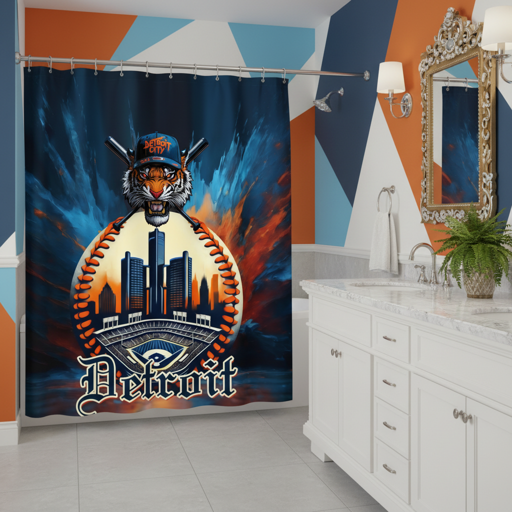 Copycat-Creations Detroit Baseball Shower Curtain