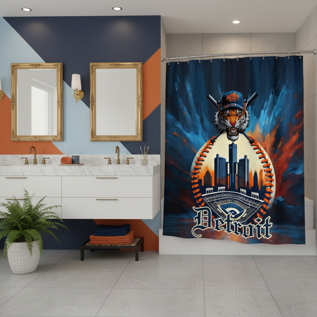 Copycat-Creations Detroit Baseball Shower Curtain