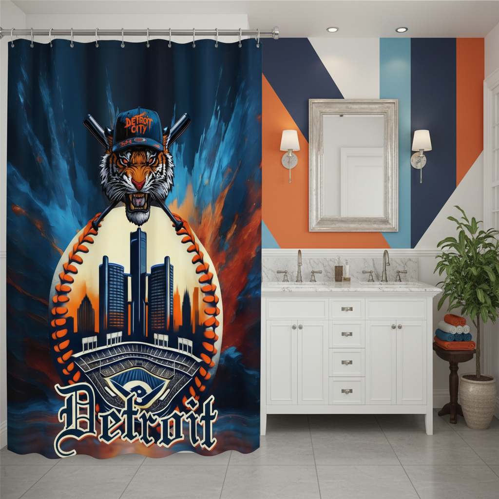 Copycat-Creations Detroit Baseball Shower Curtain
