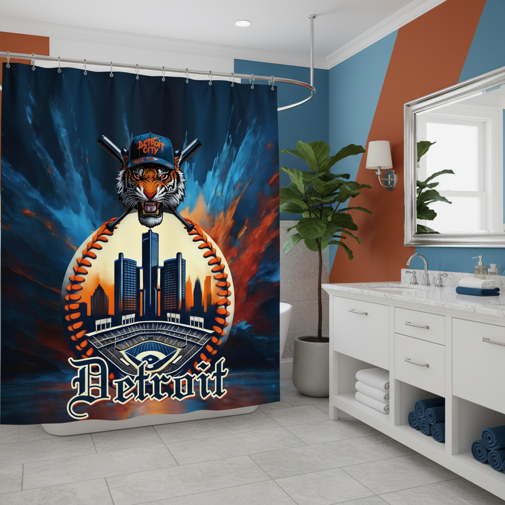 Copycat-Creations Detroit Baseball Shower Curtain