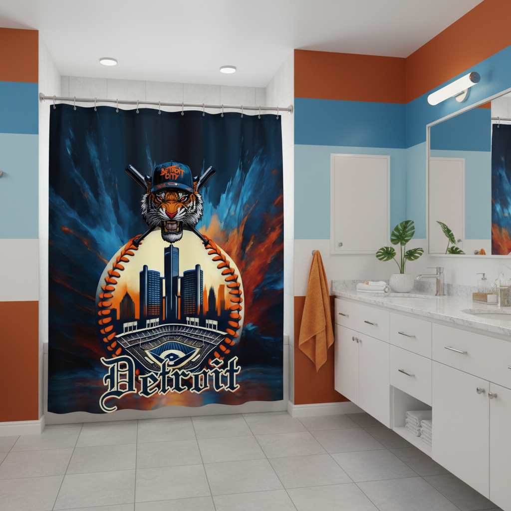 Copycat-Creations Detroit Baseball Shower Curtain