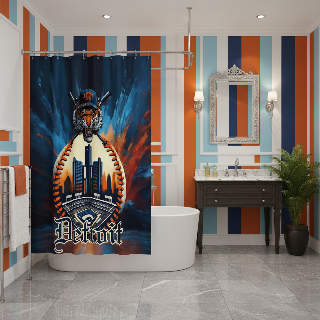 Copycat-Creations Detroit Baseball Shower Curtain