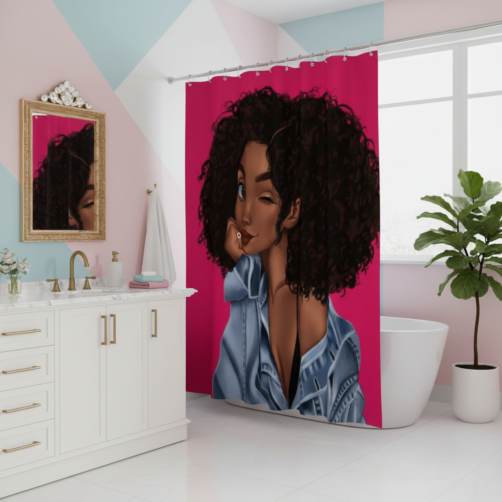 Beautiful Curly Hair Princess Shower Curtain