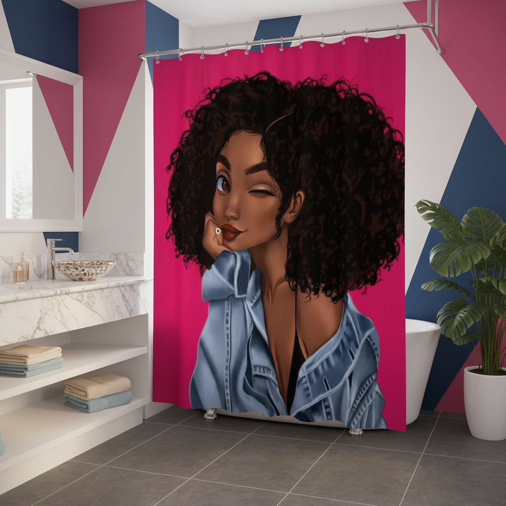 Beautiful Curly Hair Princess Shower Curtain