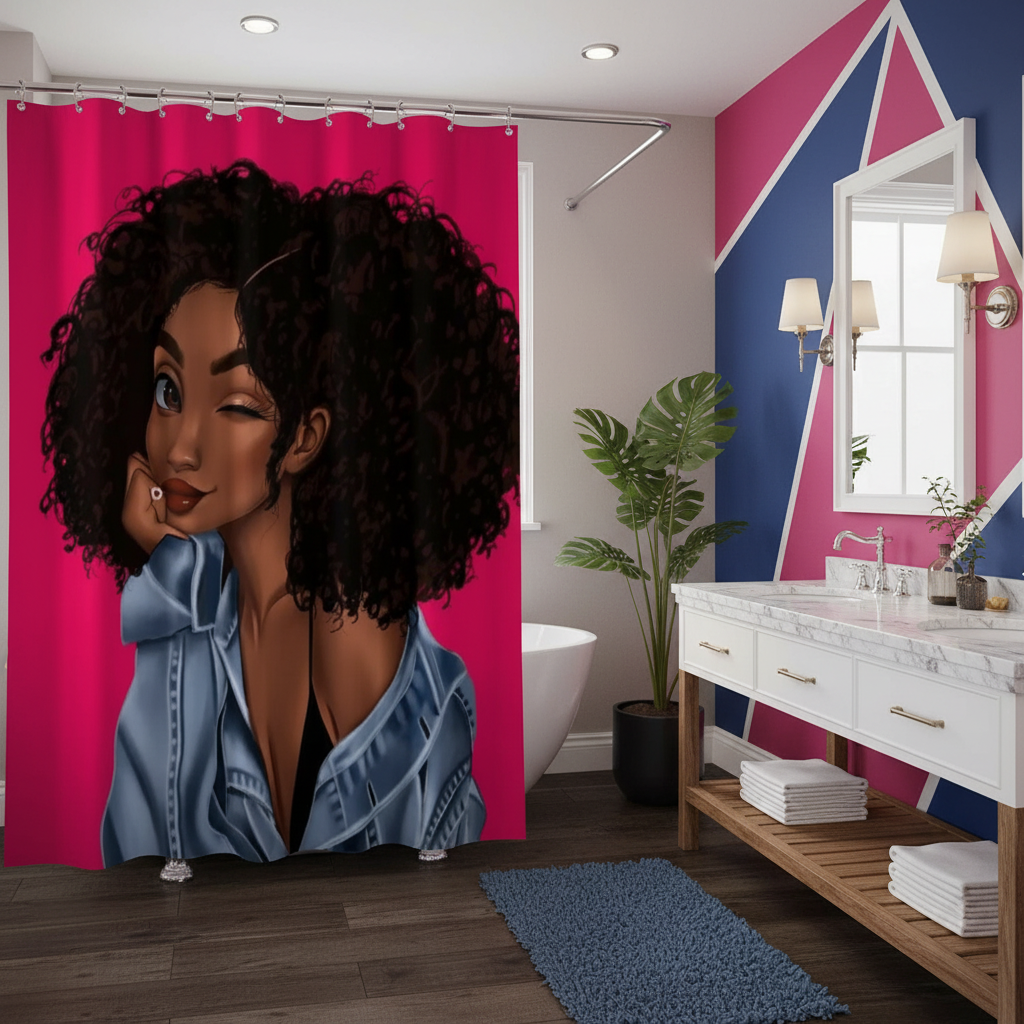 Beautiful Curly Hair Princess Shower Curtain