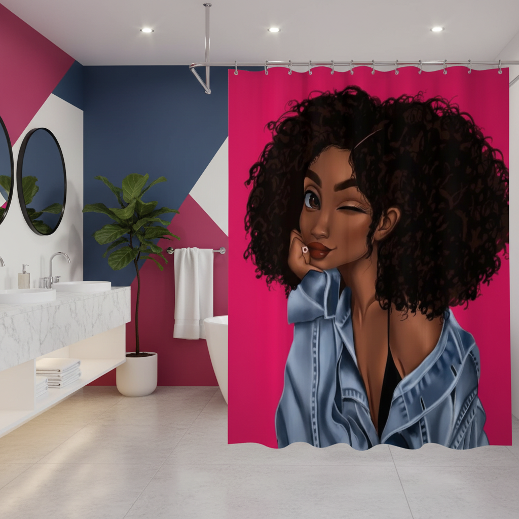 Beautiful Curly Hair Princess Shower Curtain