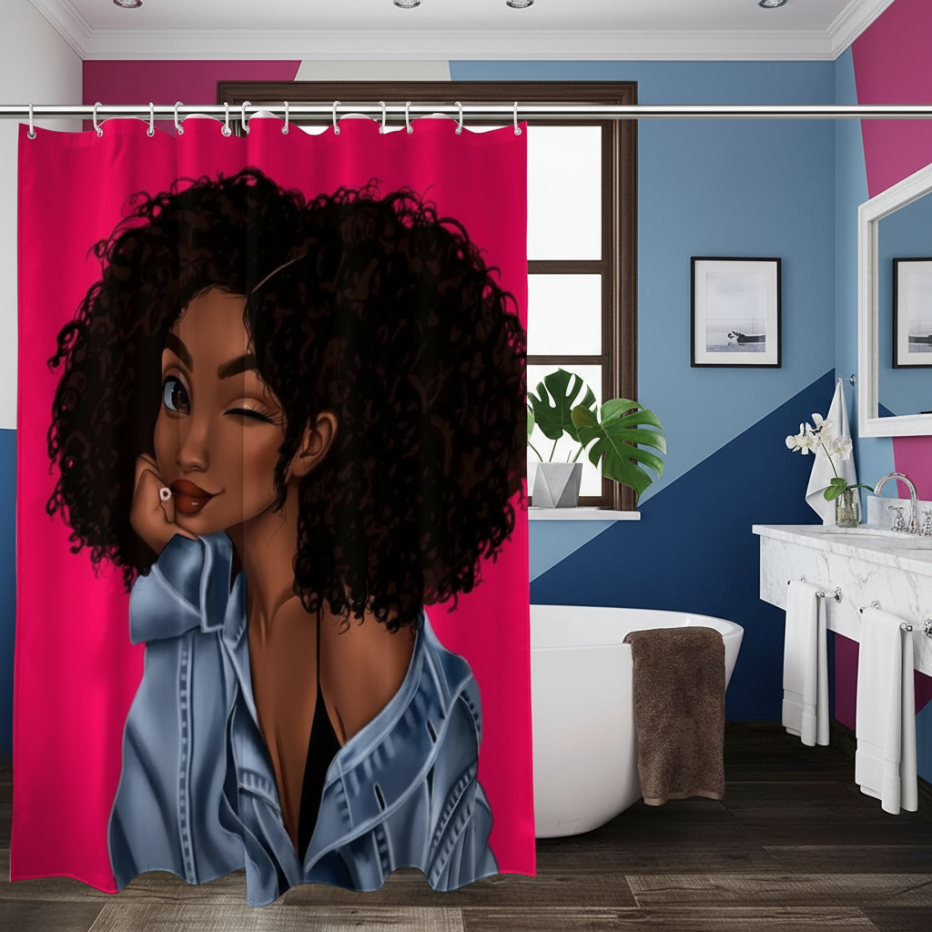 Beautiful Curly Hair Princess Shower Curtain
