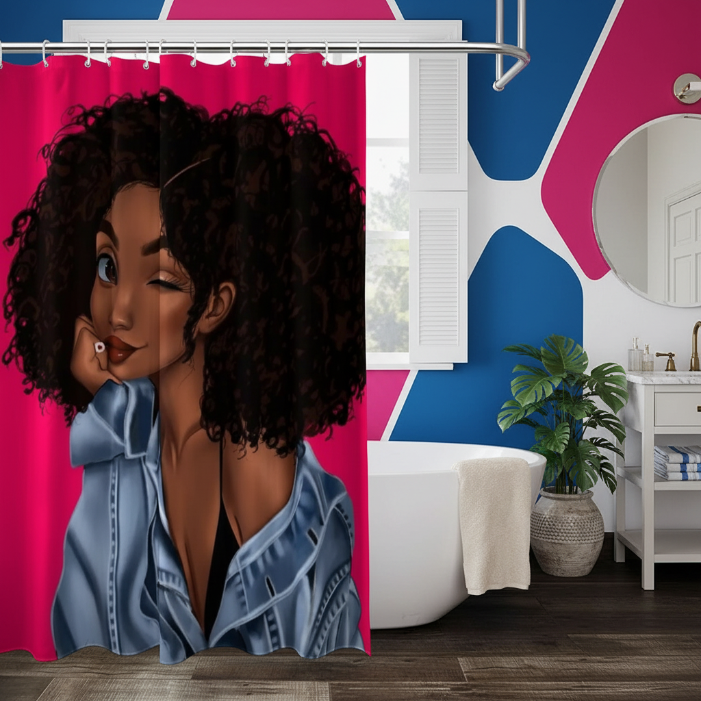 Beautiful Curly Hair Princess Shower Curtain