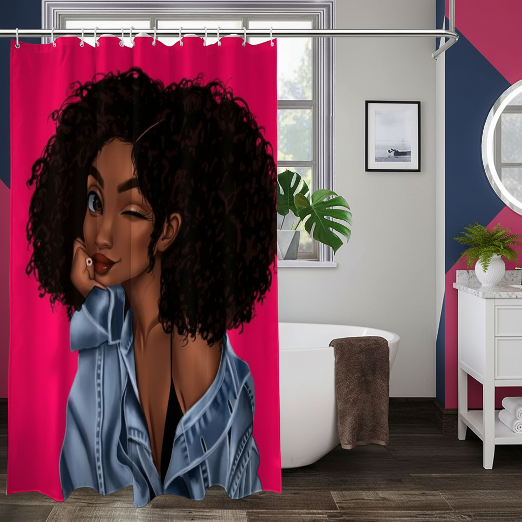 Beautiful Curly Hair Princess Shower Curtain