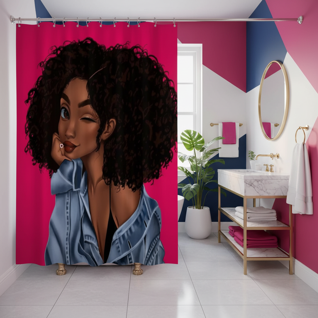 Beautiful Curly Hair Princess Shower Curtain