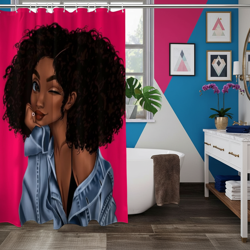 Beautiful Curly Hair Princess Shower Curtain