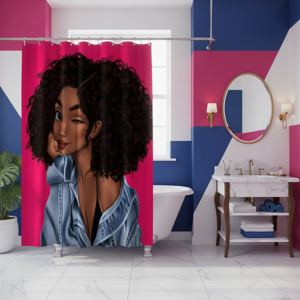 Beautiful Curly Hair Princess Shower Curtain