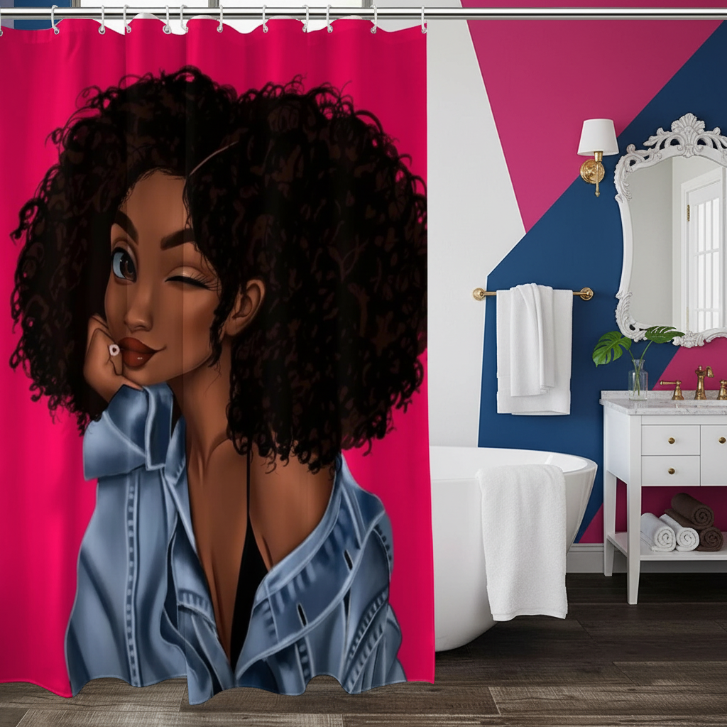 Beautiful Curly Hair Princess Shower Curtain
