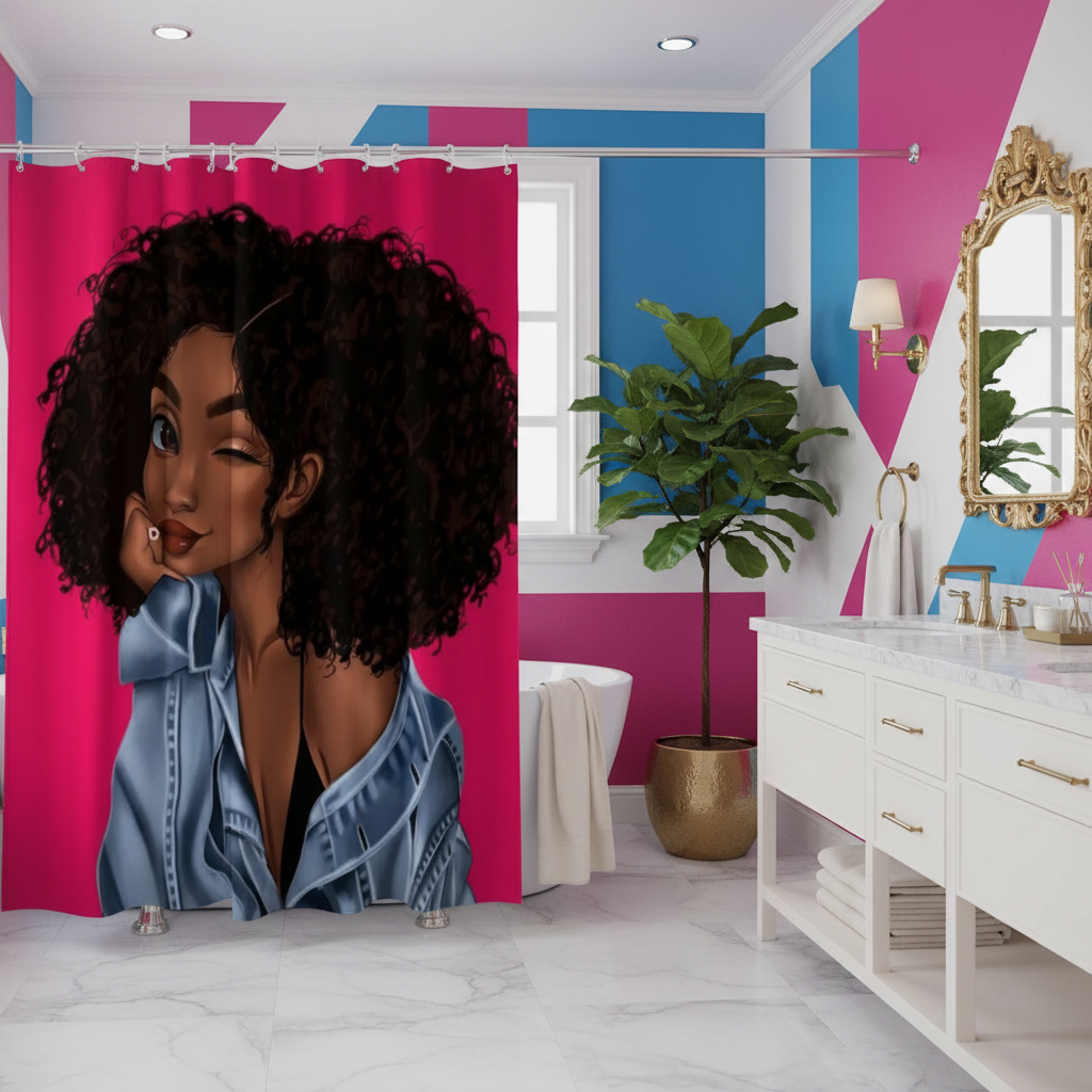 Beautiful Curly Hair Princess Shower Curtain