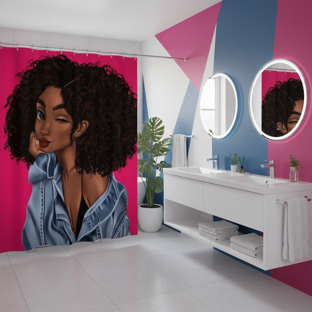 Beautiful Curly Hair Princess Shower Curtain