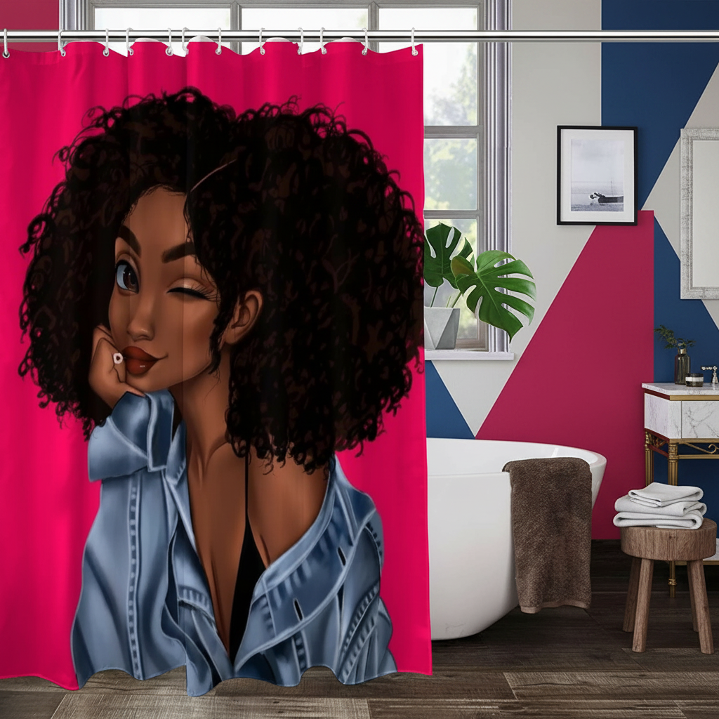 Beautiful Curly Hair Princess Shower Curtain