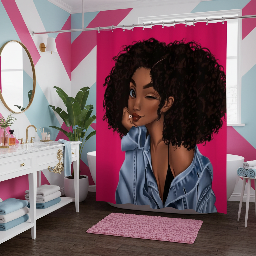 Beautiful Curly Hair Princess Shower Curtain
