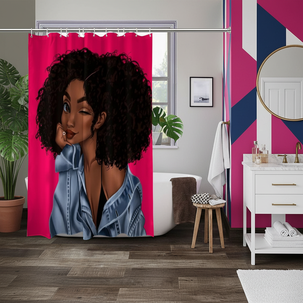 Beautiful Curly Hair Princess Shower Curtain
