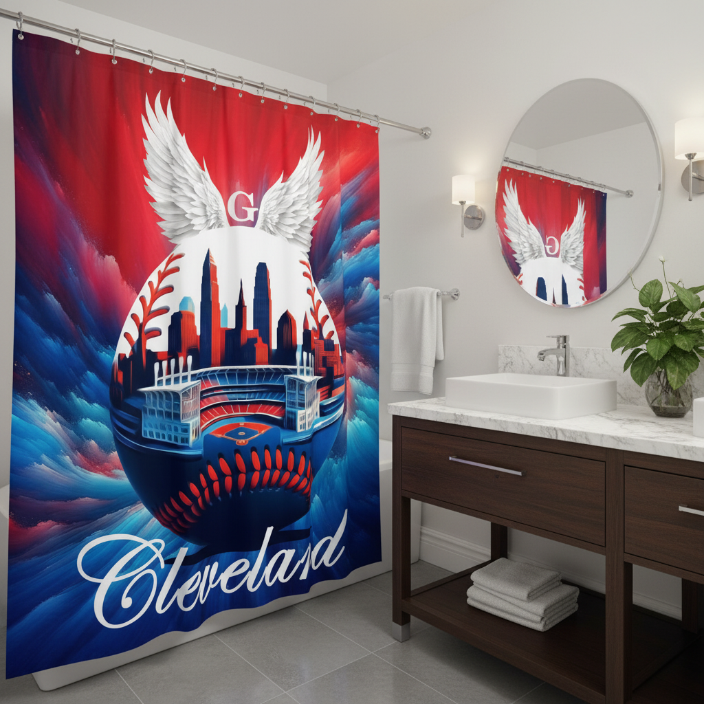 Copycat-Creations Cleveland Baseball Shower Curtain