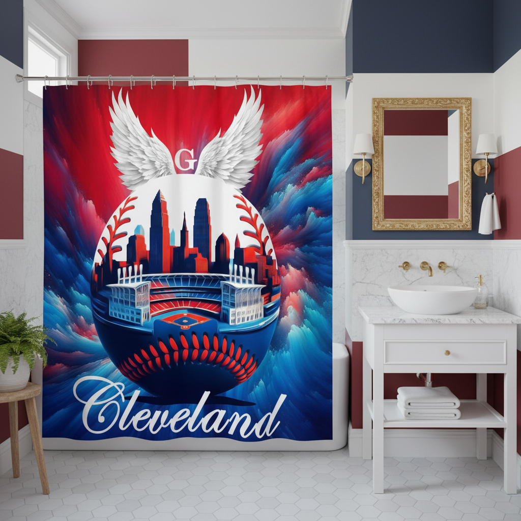 Copycat-Creations Cleveland Baseball Shower Curtain