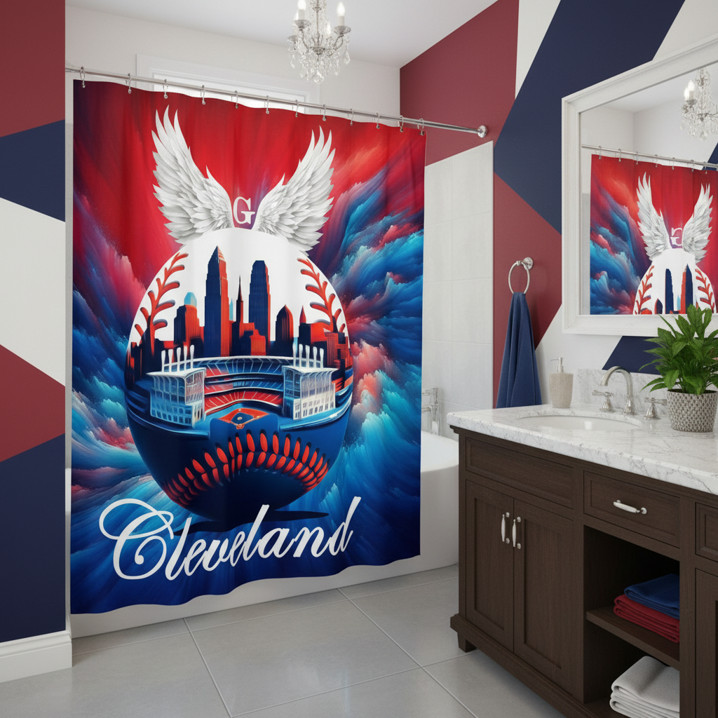 Copycat-Creations Cleveland Baseball Shower Curtain