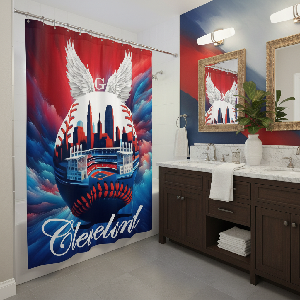 Copycat-Creations Cleveland Baseball Shower Curtain