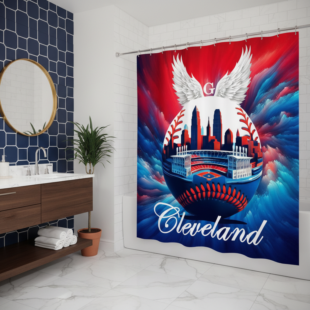 Copycat-Creations Cleveland Baseball Shower Curtain