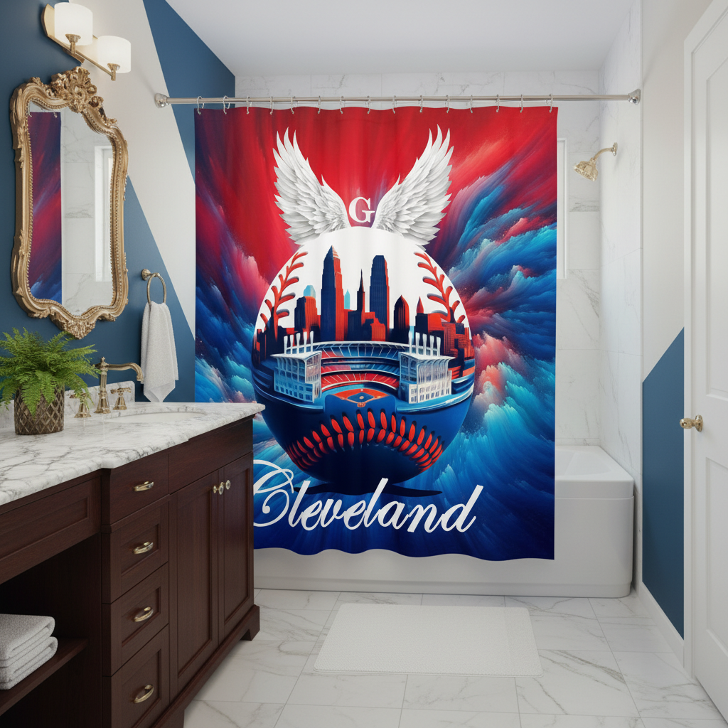 Copycat-Creations Cleveland Baseball Shower Curtain