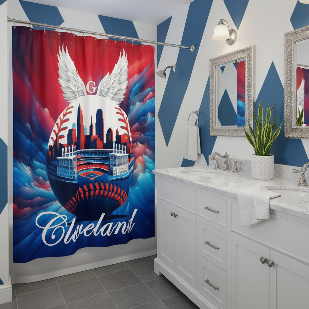 Copycat-Creations Cleveland Baseball Shower Curtain