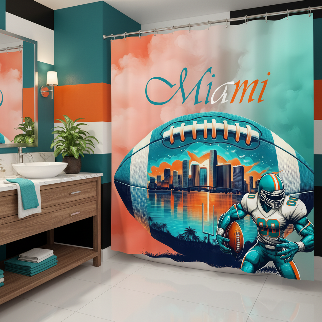 Copycat-Creations Miami Football Shower Curtain