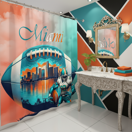 Copycat-Creations Miami Football Shower Curtain