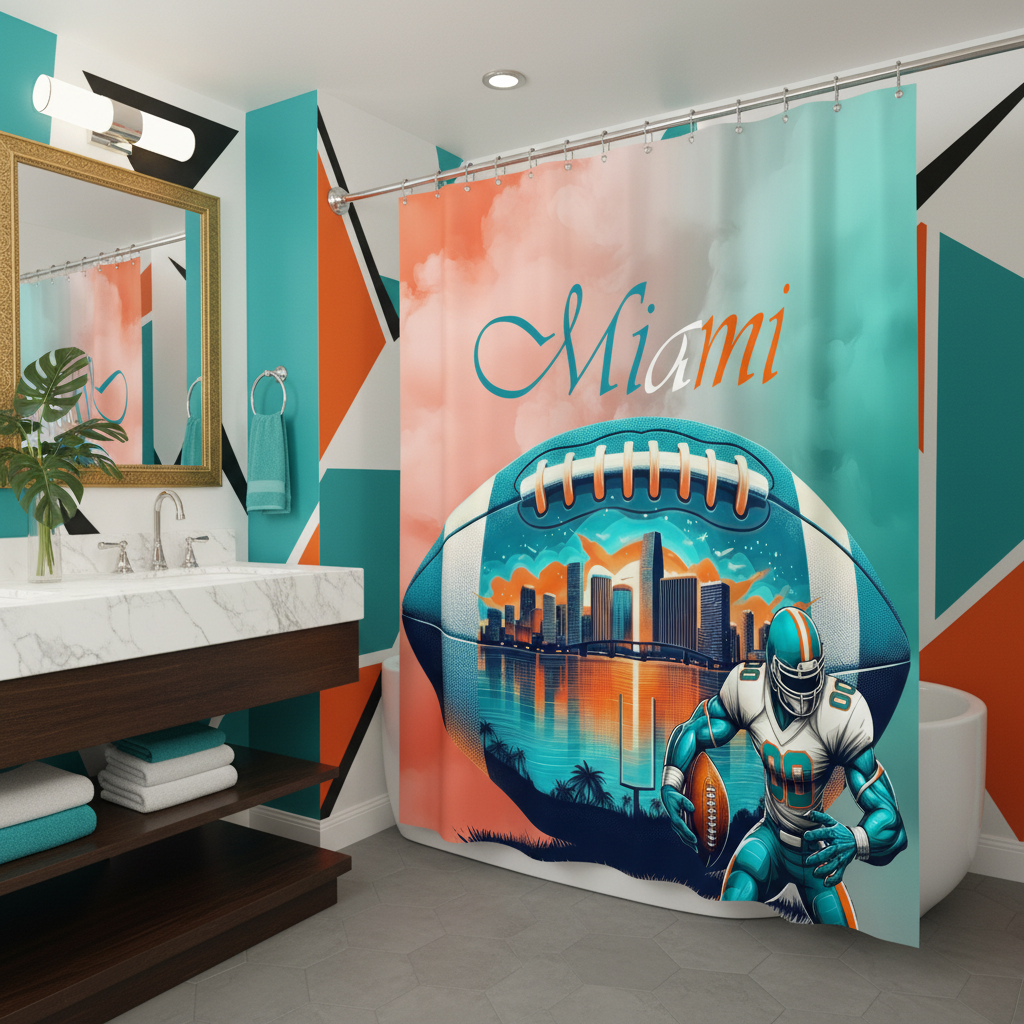 Copycat-Creations Miami Football Shower Curtain