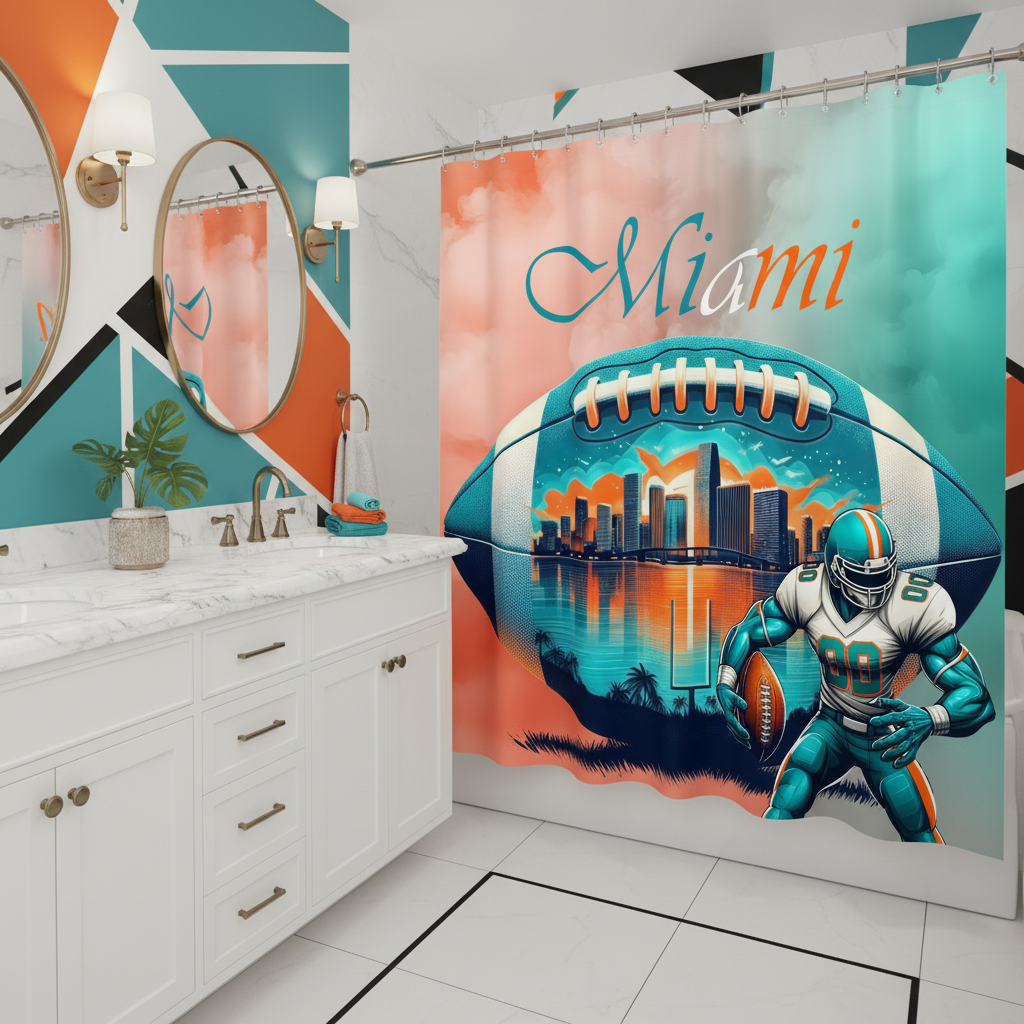 Copycat-Creations Miami Football Shower Curtain