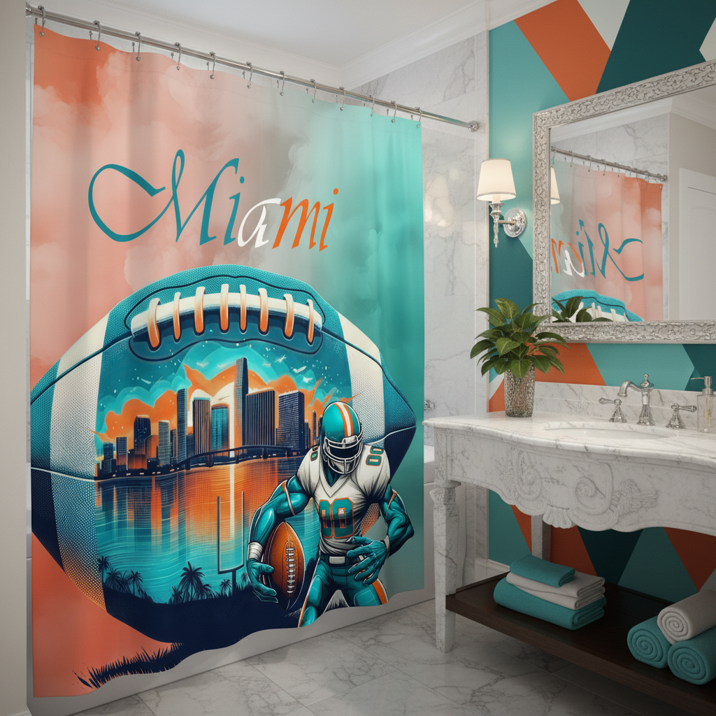 Copycat-Creations Miami Football Shower Curtain