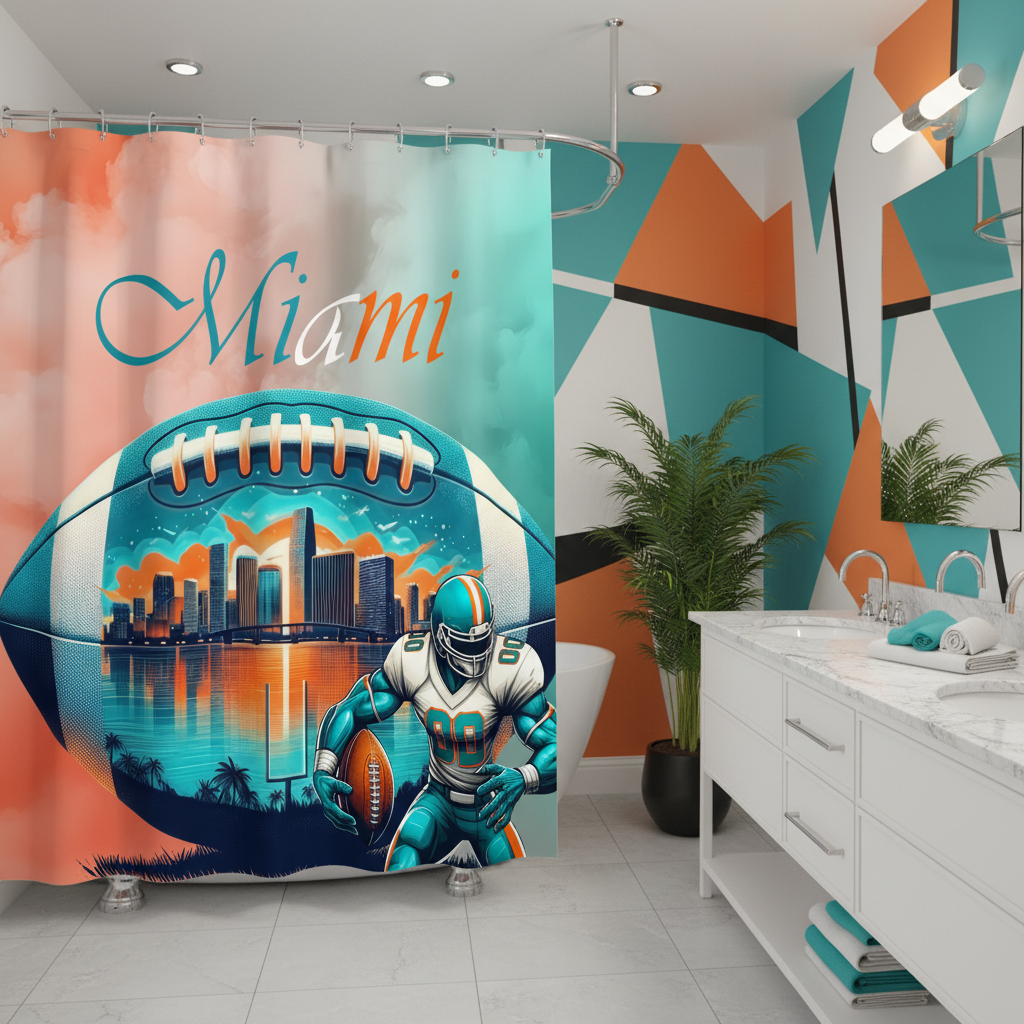 Copycat-Creations Miami Football Shower Curtain
