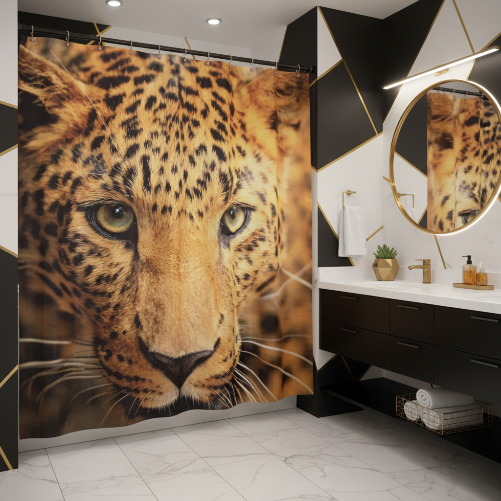 Exotic Breathtaking Ferocious Leopard Shower Curtain