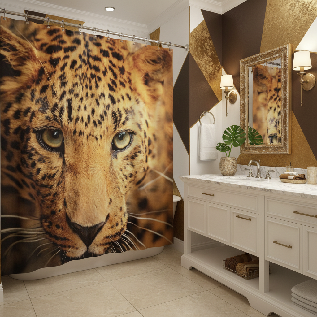 Exotic Breathtaking Ferocious Leopard Shower Curtain