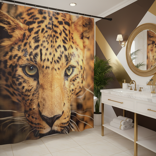 Exotic Breathtaking Ferocious Leopard Shower Curtain