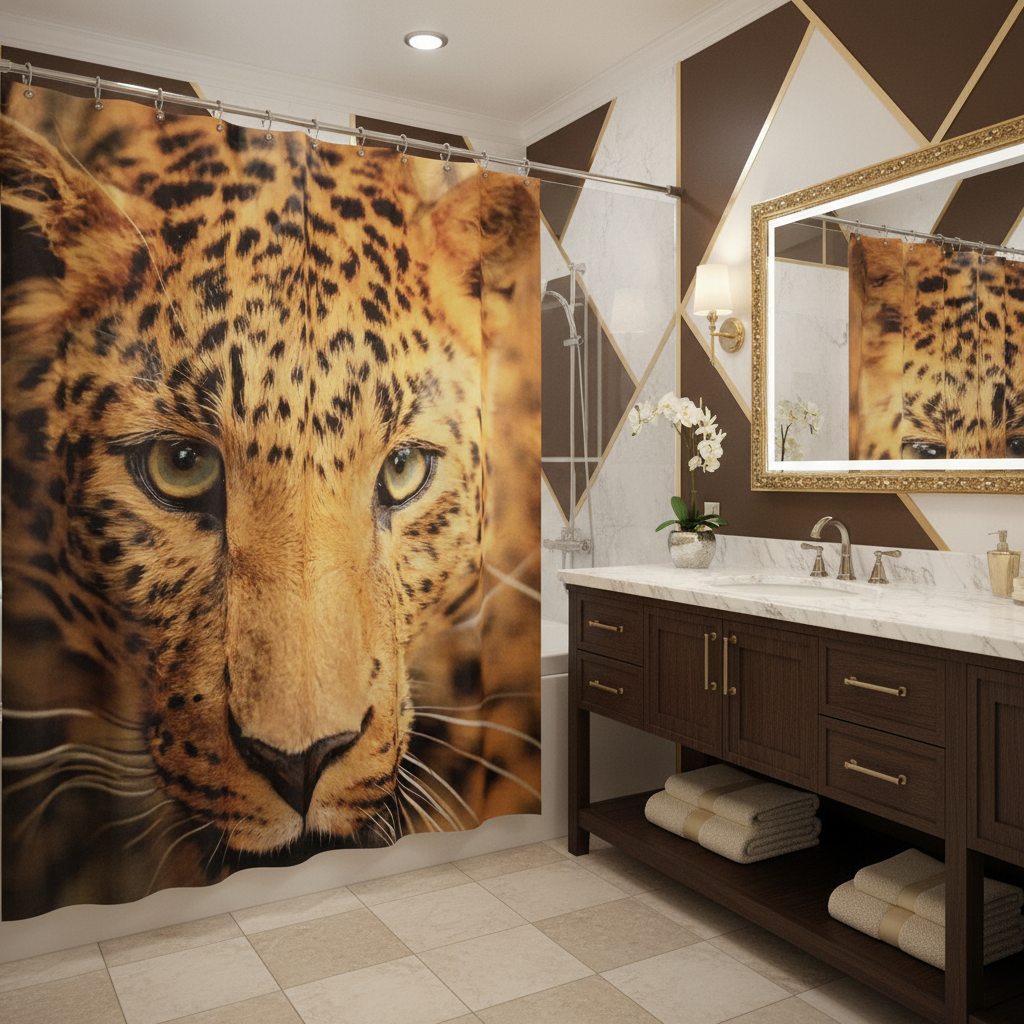 Exotic Breathtaking Ferocious Leopard Shower Curtain