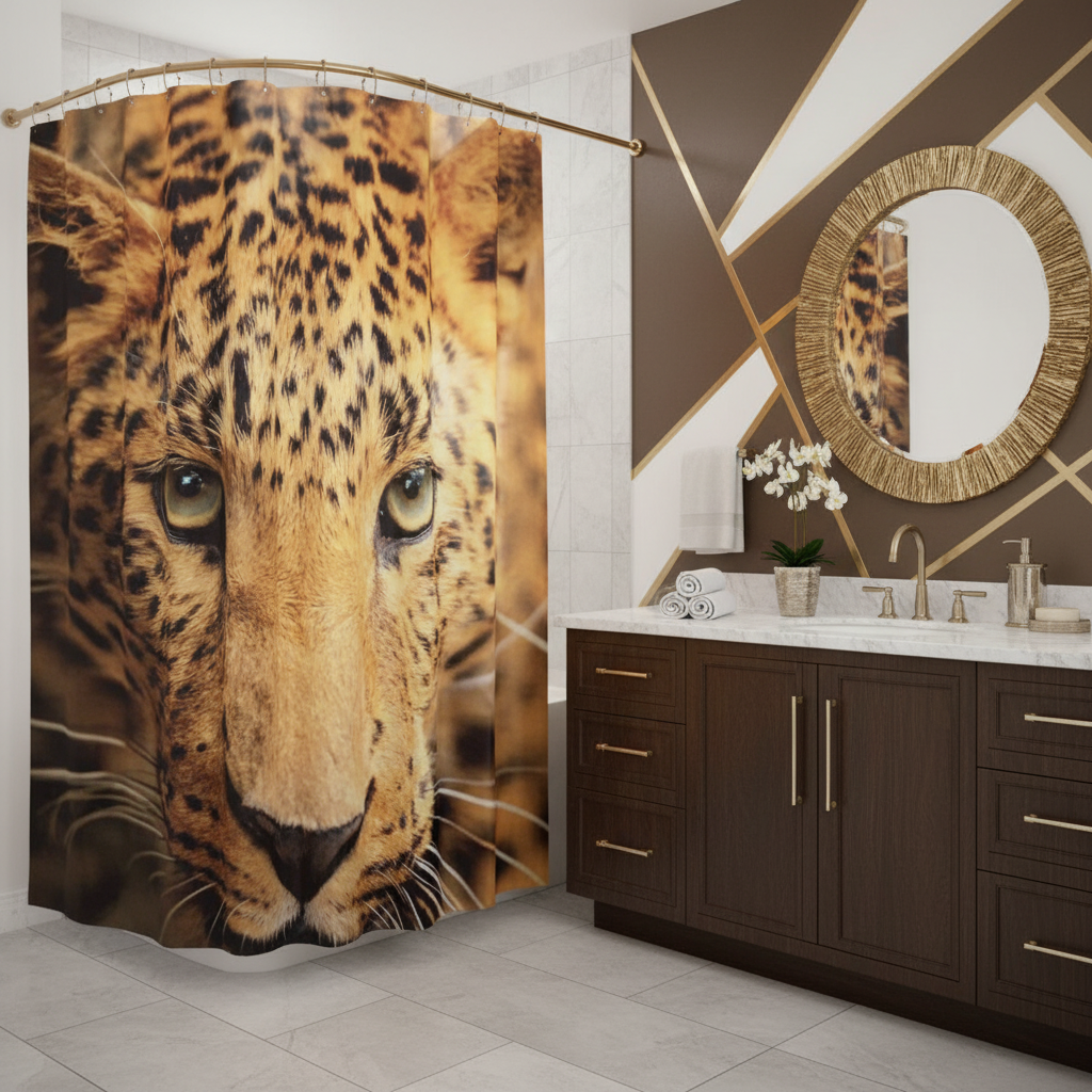 Exotic Breathtaking Ferocious Leopard Shower Curtain