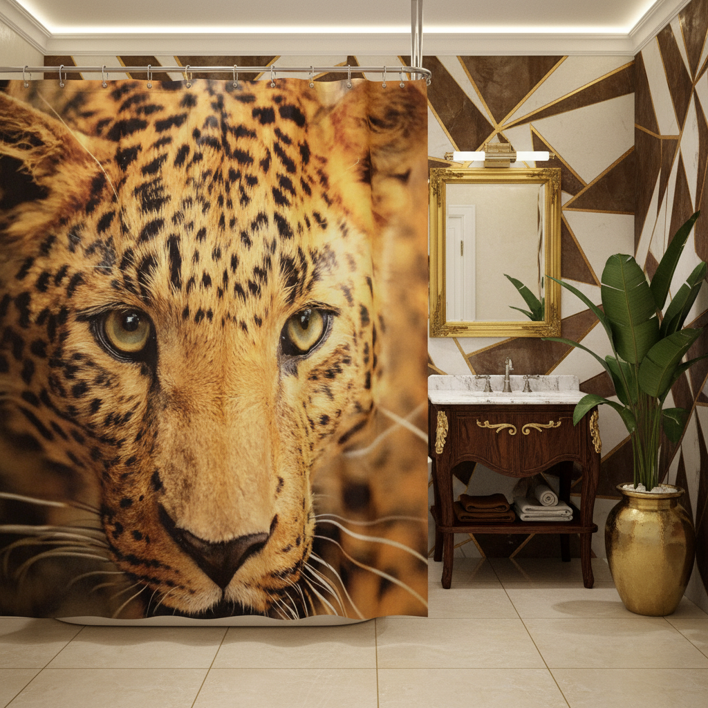 Exotic Breathtaking Ferocious Leopard Shower Curtain