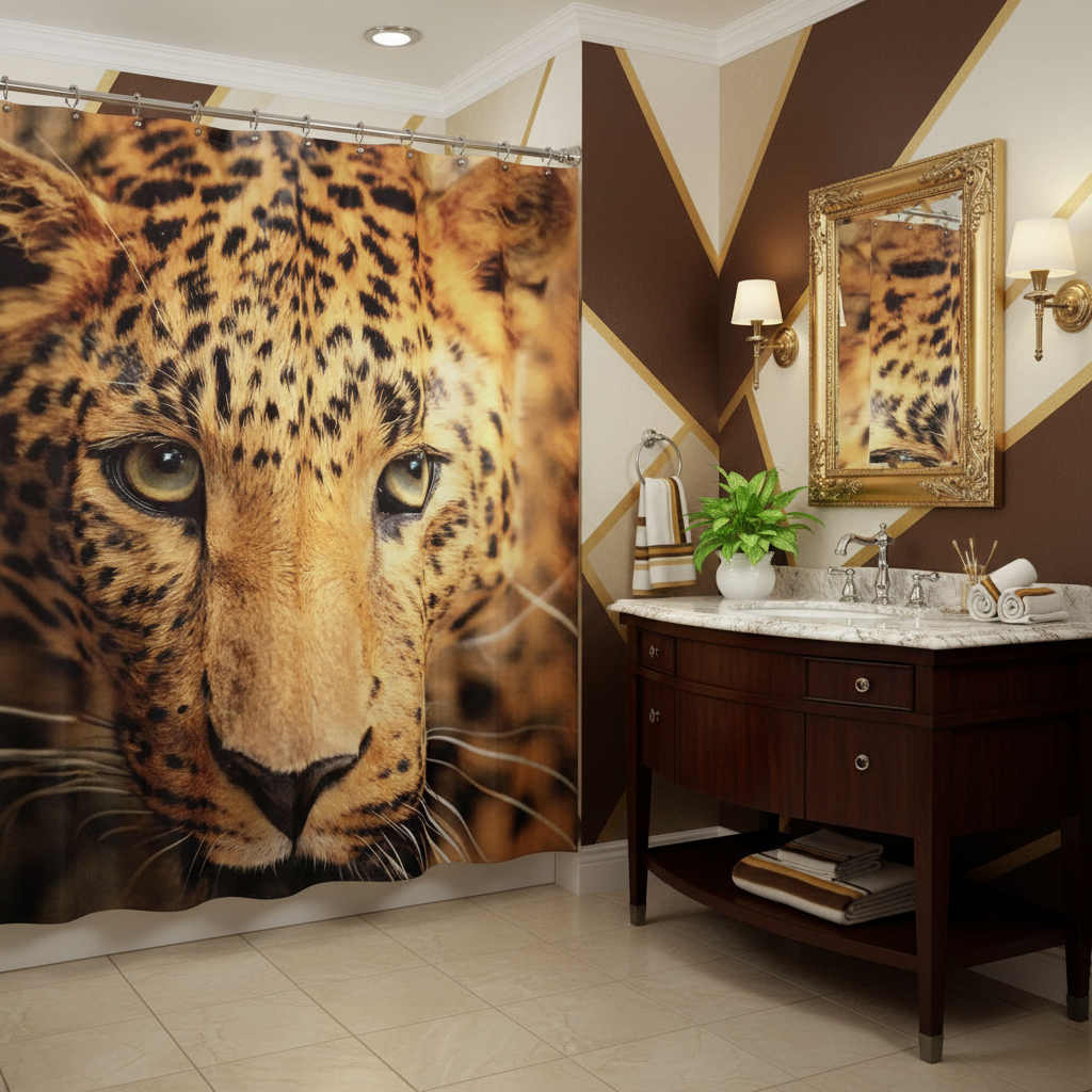 Exotic Breathtaking Ferocious Leopard Shower Curtain