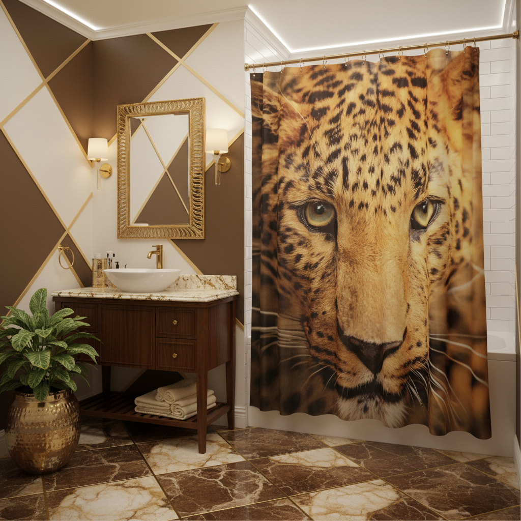 Exotic Breathtaking Ferocious Leopard Shower Curtain