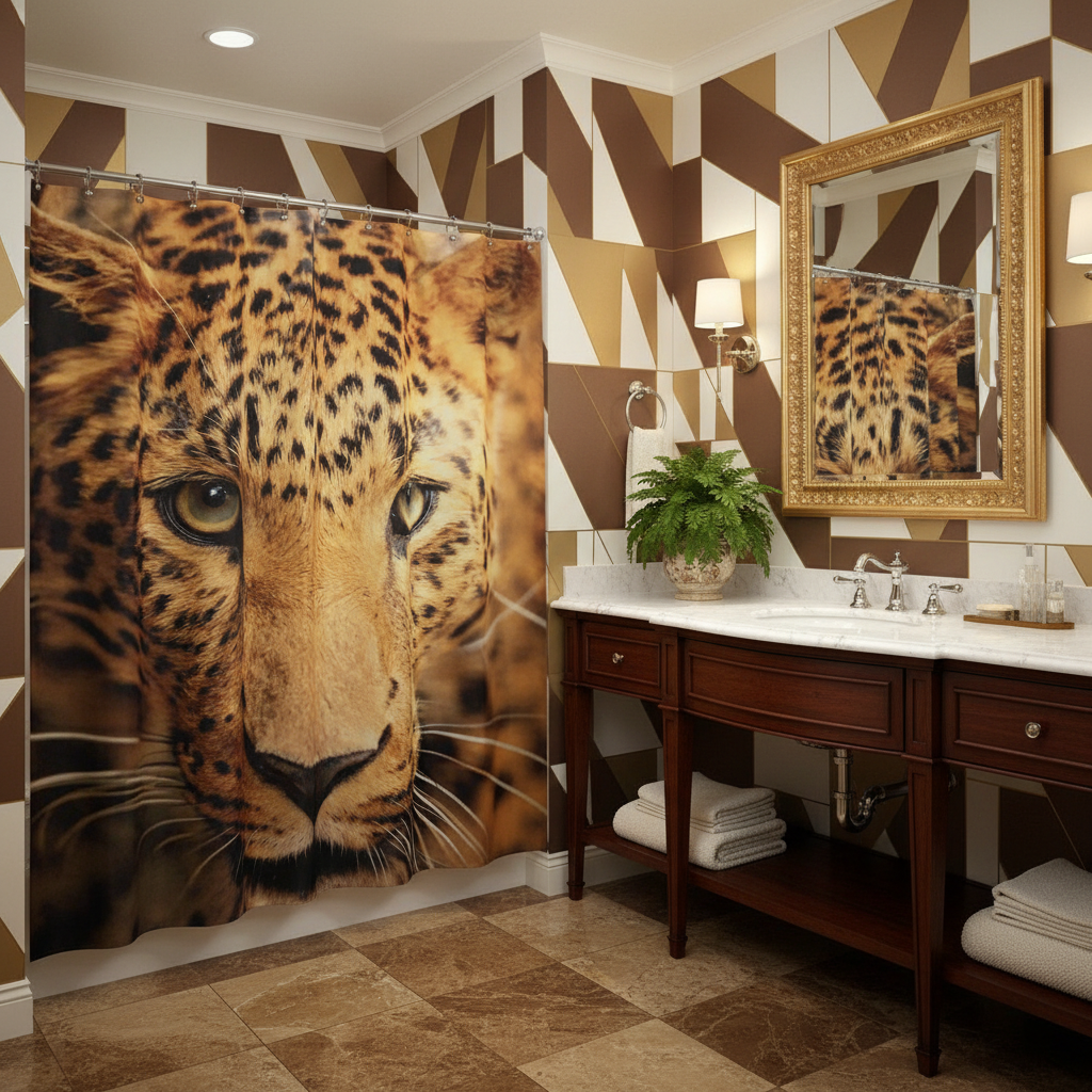 Exotic Breathtaking Ferocious Leopard Shower Curtain