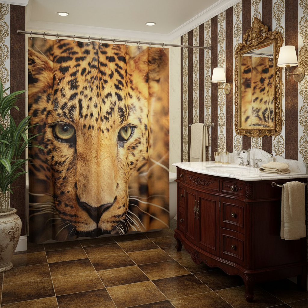 Exotic Breathtaking Ferocious Leopard Shower Curtain