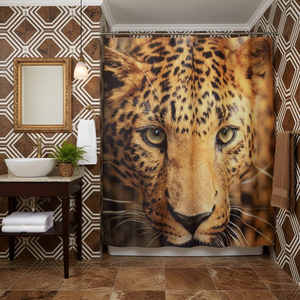 Exotic Breathtaking Ferocious Leopard Shower Curtain