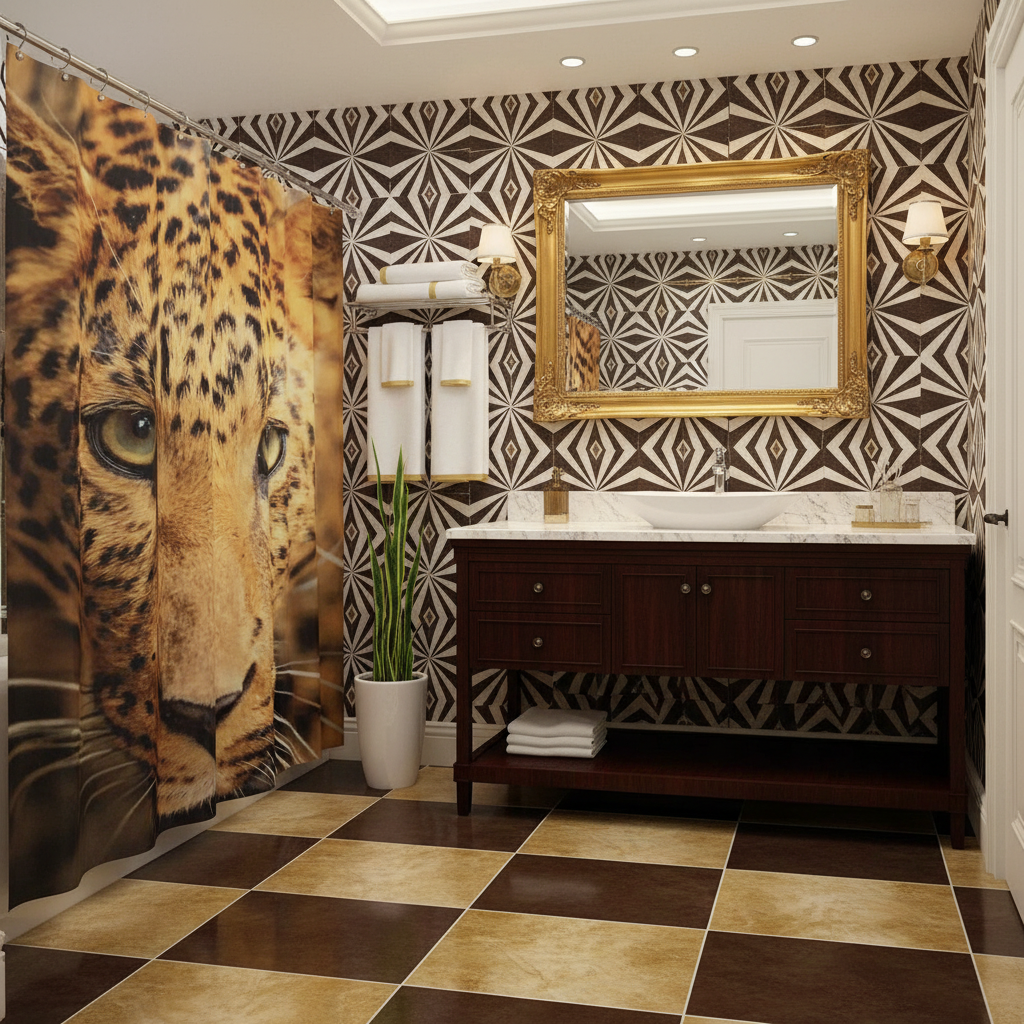 Exotic Breathtaking Ferocious Leopard Shower Curtain