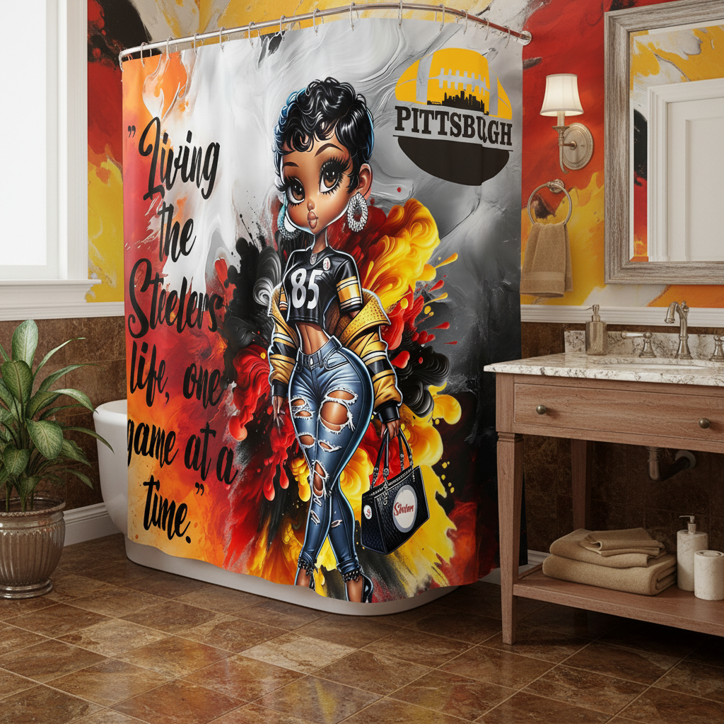 Copycat-Creations Pittsburgh Football 2pcs Shower Curtain Set